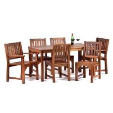Danil Wooden Dining Table With 6 Chairs In Teak - UK