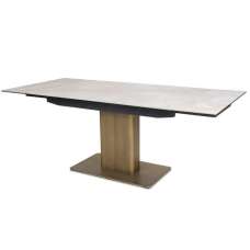Danvera Ceramic Extending Dining Table In Oak And Smoke Grey - UK