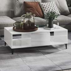 Danya Rectangular High Gloss Coffee Table In White - UK