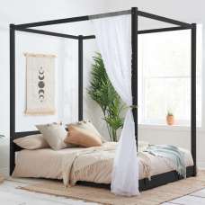 Darian Wooden King Size Bed In Black - UK