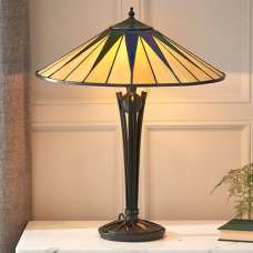 Dark Star 2 Lights Tiffany Glass Table Lamp In Dark Bronze - UK