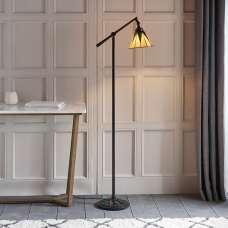 Dark Star Task Tiffany Cream Glass Floor Lamp In Black - UK