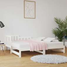 Davey Solid Pinewood Pull-Out Single Day Bed In White - UK