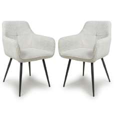 Davidson White Fabric Dining Chairs With Black Legs In Pair - UK