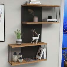 Davinoir Wooden Wall Hung Shelving Unit With 3 Shelves In Anthracite Oak - UK