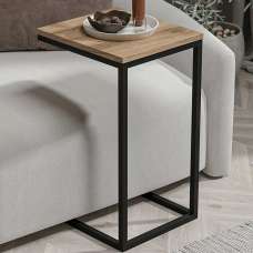 Davir Wooden Side Table With Black Metal Frame In Walnut - UK