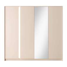 Davis Mirrored Wardrobe 4 Doors In Beige With LED - UK