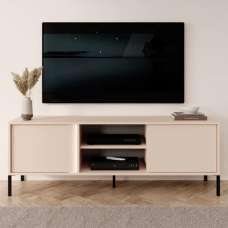 Davis Wooden TV Stand 2 Doors In Beige With LED - UK