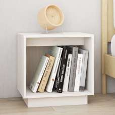 Dawes Solid Pinewood Bedside Cabinet In White - UK