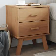 Dawlish Wooden Bedside Cabinet With 2 Drawers In Brown - UK
