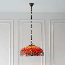 Dearborn 3 Light Glass Large Pendant Ceiling Light In Orange Red - UK