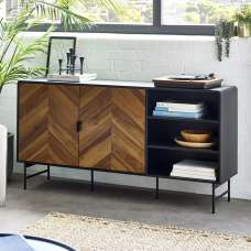 Decatur Wooden Sideboard With 2 Doors - Light Brown And Black - UK