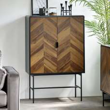 Decatur Wooden Storage Cabinet With 2 Doors - Light Brown And Black - UK