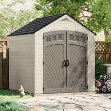 Decluttered 7x7 Reinforced Resin Garden Storage Cabinet in Vanilla and Grey - UK