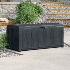 Decluttered Reinforced Resin Garden 276L Storage Box in Cyberspace Grey - UK