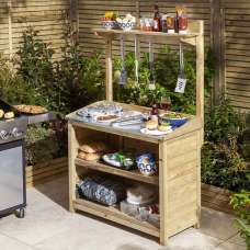 Decluttered Garden Wooden Barbecue Servery in Natural - UK