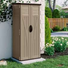 Decluttered Tall Reinforced Resin Garden Storage Cabinet in Sand - UK
