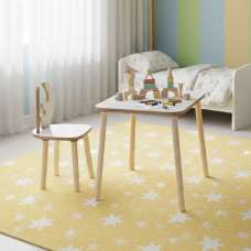 Deer Wooden Kids Table and Chair in Brown and White - UK
