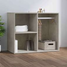 Deion Wooden Clothes Storage With Self In Concrete Grey - UK