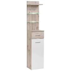 Deland Wooden Hallway Cabinet With 1 Door 1 Drawer In White Oak - UK