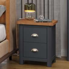 Delavan Tall Wooden Bedside Cabinet With 2 Drawers In Oak Black - UK