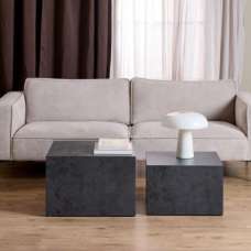 Delft Wooden Nesting Coffee Tables In Grey Black - UK