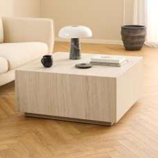 Delft Wooden Square Coffee Table In Travertine - UK