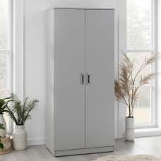 Delrion Wooden Wardrobe with 2 Doors in Light Grey - UK