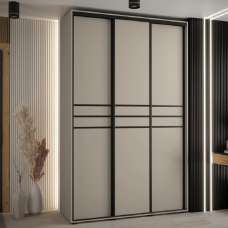 Delta Wooden Wardrobe With 3 Sliding Doors In Cashmere - UK