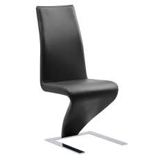Demi Z Faux Leather Dining Chair In Black With Chrome Feet - UK