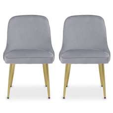 Demine Grey Velvet Dining Chairs In A Pair - UK