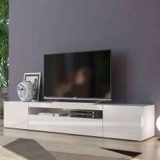 Denton High Gloss TV Stand With 2 Doors And LED Light In White - UK