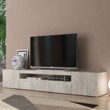 Denton Wooden TV Stand With 1 Door And LED Light In Concrete - UK