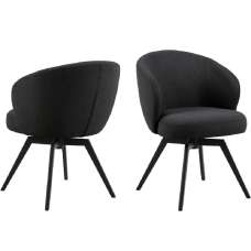 Denver Anthracite Fabric Dining Chairs With Black Legs In Pair - UK