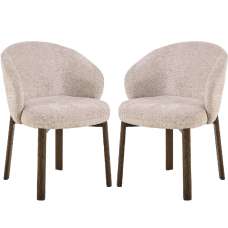 Denver Beige Fabric Dining Chairs With Smoked Oak Legs In Pair - UK