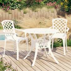 Denver Cast Aluminium 3 Piece Bistro Set In White - UK