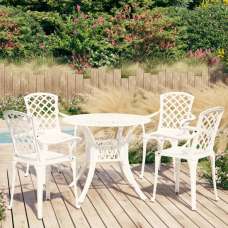 Denver Cast Aluminium 5 Piece Bistro Set In White - UK