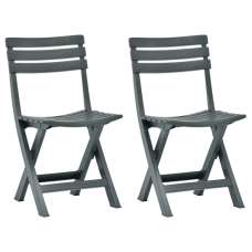 Derik Outdoor Green Plastic Garden Chairs In Pair - UK