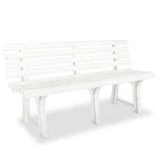 Derik Outdoor Plastic Seating Bench In White - UK