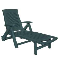 Derik Outdoor Plastic Sun Lounger In Green - UK
