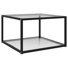 Dermot Square Clear Glass Coffee Table With Black Metal Frame - UK