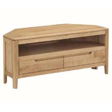 Derry Wooden Corner TV Stand With 2 Drawers In Oak - UK