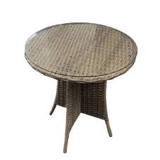 Derya Glass Top Garden Round Bistro Table In Natural - UK