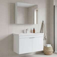 Desna 900mm Wooden Wall Mounted Bathroom Furniture Set with 4 Doors in Matte White - UK
