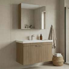Desna 900mm Wooden Wall Mounted Bathroom Furniture Set with 4 Doors in Oak - UK