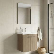 Desna Wooden Wall Mounted Vanity Unit & Basin with Mirror in Oak - UK