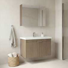 Desna 800mm Wooden Wall Mounted Bathroom Furniture Set with 4 Doors in Oak - UK