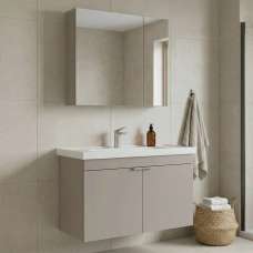Desna 800mm Wooden Wall Mounted Bathroom Furniture Set with 4 Doors in Sand - UK