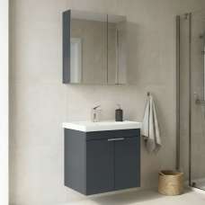 Desna 600mm Wooden Wall Mounted Bathroom Furniture Set with 4 Doors in Matte Anthracite - UK