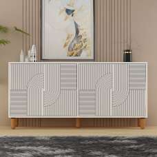 Desso Wooden Sideboard with 4 Doors in White - UK